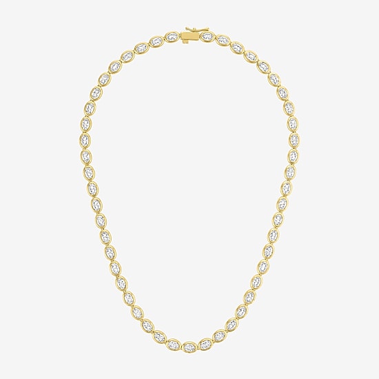 Bold Addiction Womens White Sapphire 14K Gold Over Brass 17 Inch Tennis Necklace