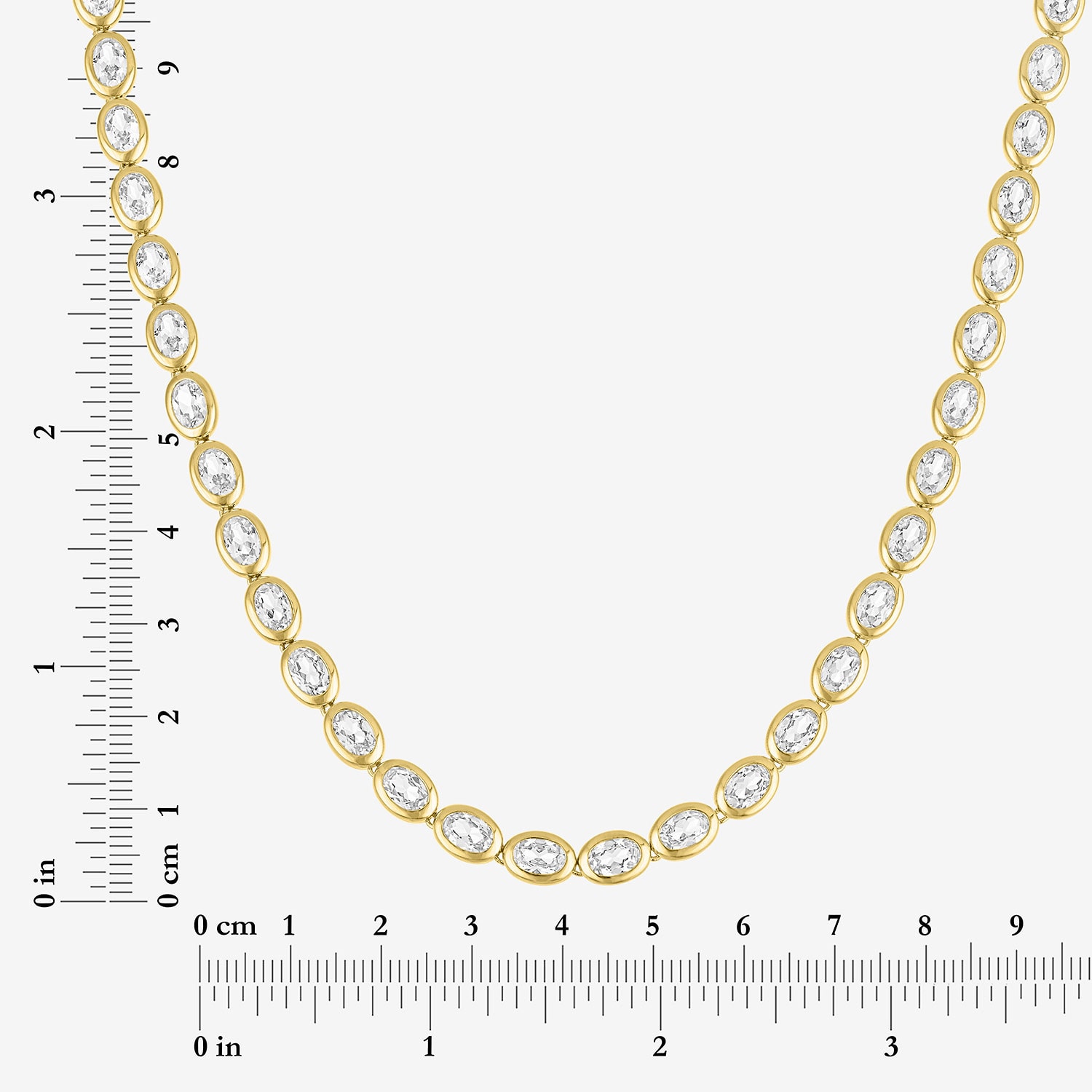 Bold Addiction Womens White Sapphire 14K Gold Over Brass 17 Inch Tennis Necklace