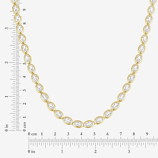Bold Addiction Womens White Sapphire 14K Gold Over Brass 17 Inch Tennis Necklace