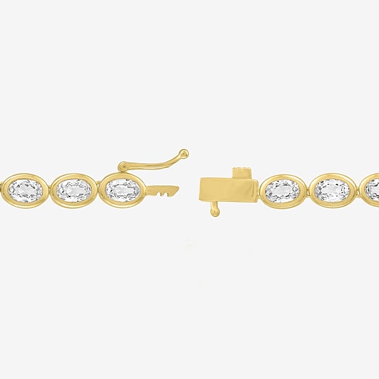 Bold Addiction Womens White Sapphire 14K Gold Over Brass 17 Inch Tennis Necklace