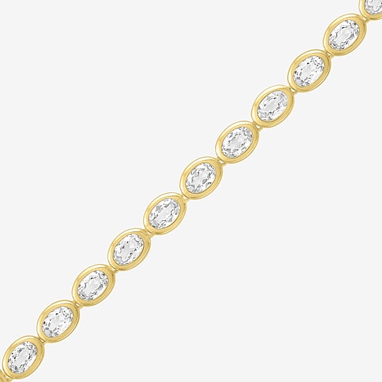 Bold Addiction Womens White Sapphire 14K Gold Over Brass 17 Inch Tennis Necklace