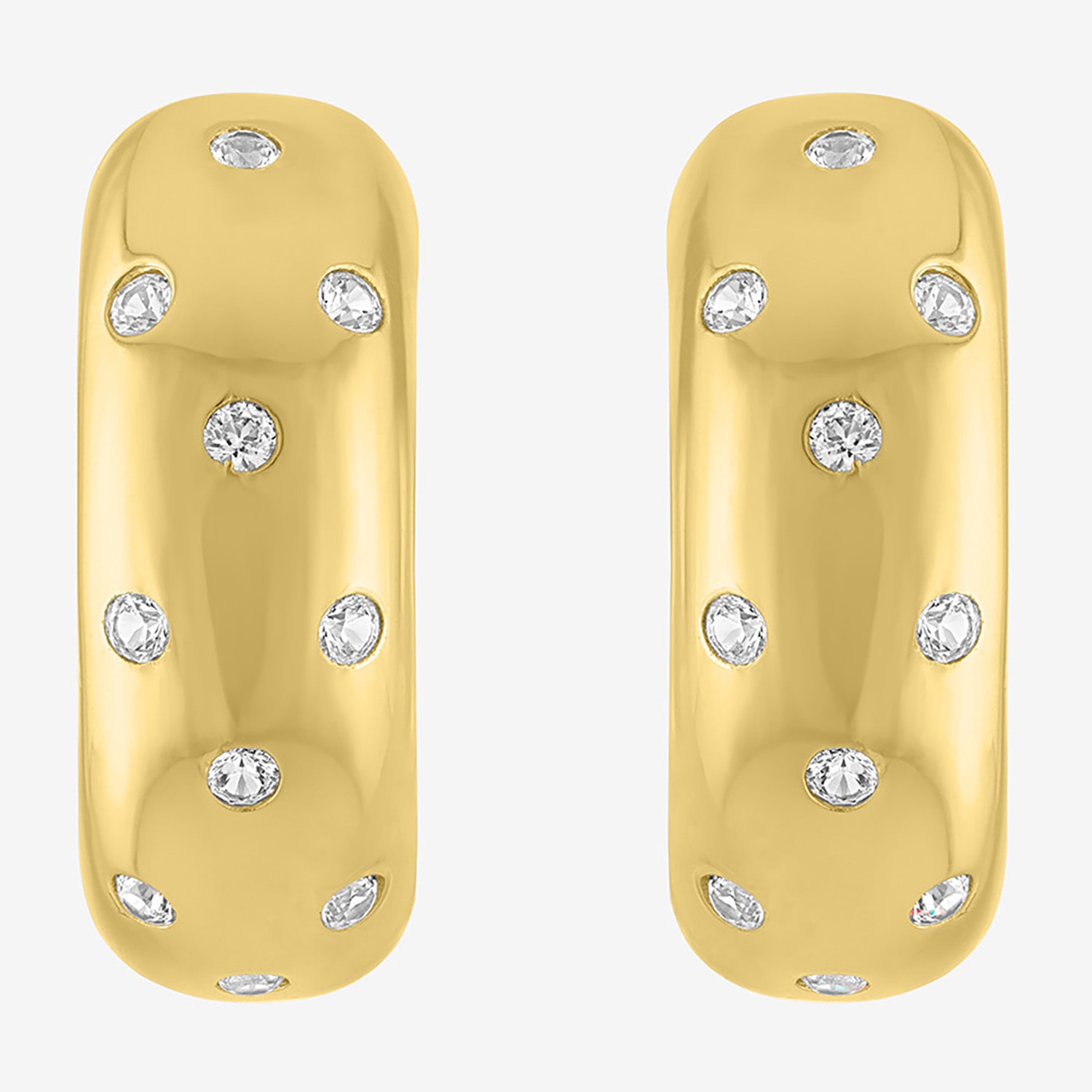 Bold Addiction Womens Lab Created White Sapphire 14K Gold Over Brass 18.2mm Hoop Earrings