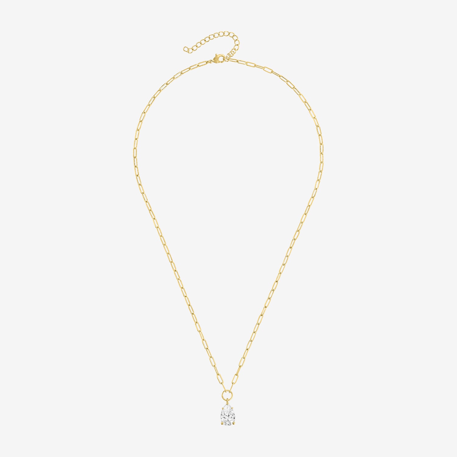Bold Addiction Womens Lab Created White Sapphire 14K Gold Over Brass Pear 18 Inch Pendant Necklace
