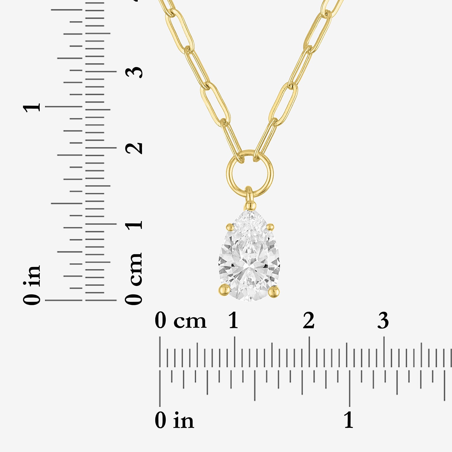 Bold Addiction Womens Lab Created White Sapphire 14K Gold Over Brass Pear 18 Inch Pendant Necklace