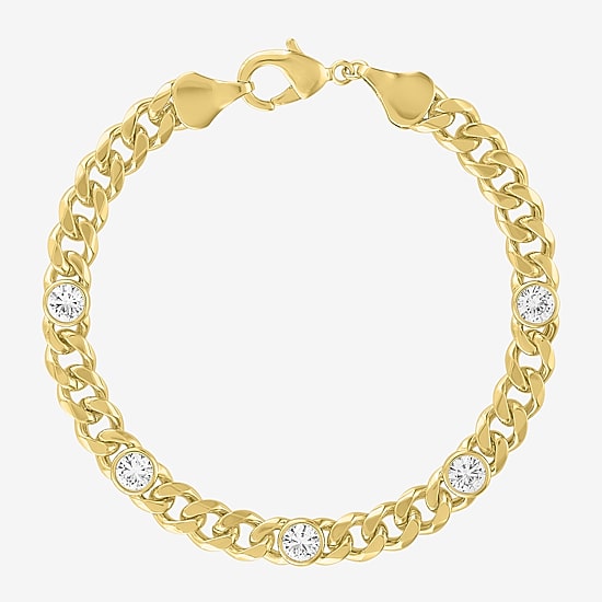 Bold Addiction Womens 14K Gold Over Brass 7.5 Inch Curb Chain Bracelet