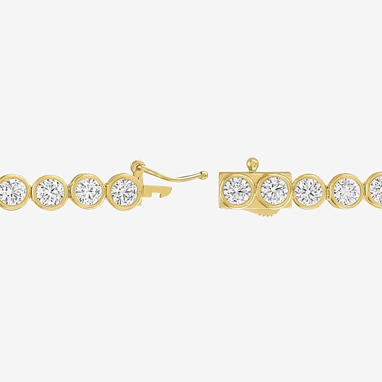 Bold Addiction Womens Lab Created White Sapphire 14K Gold Over Brass 7.5 Inch Tennis Bracelet