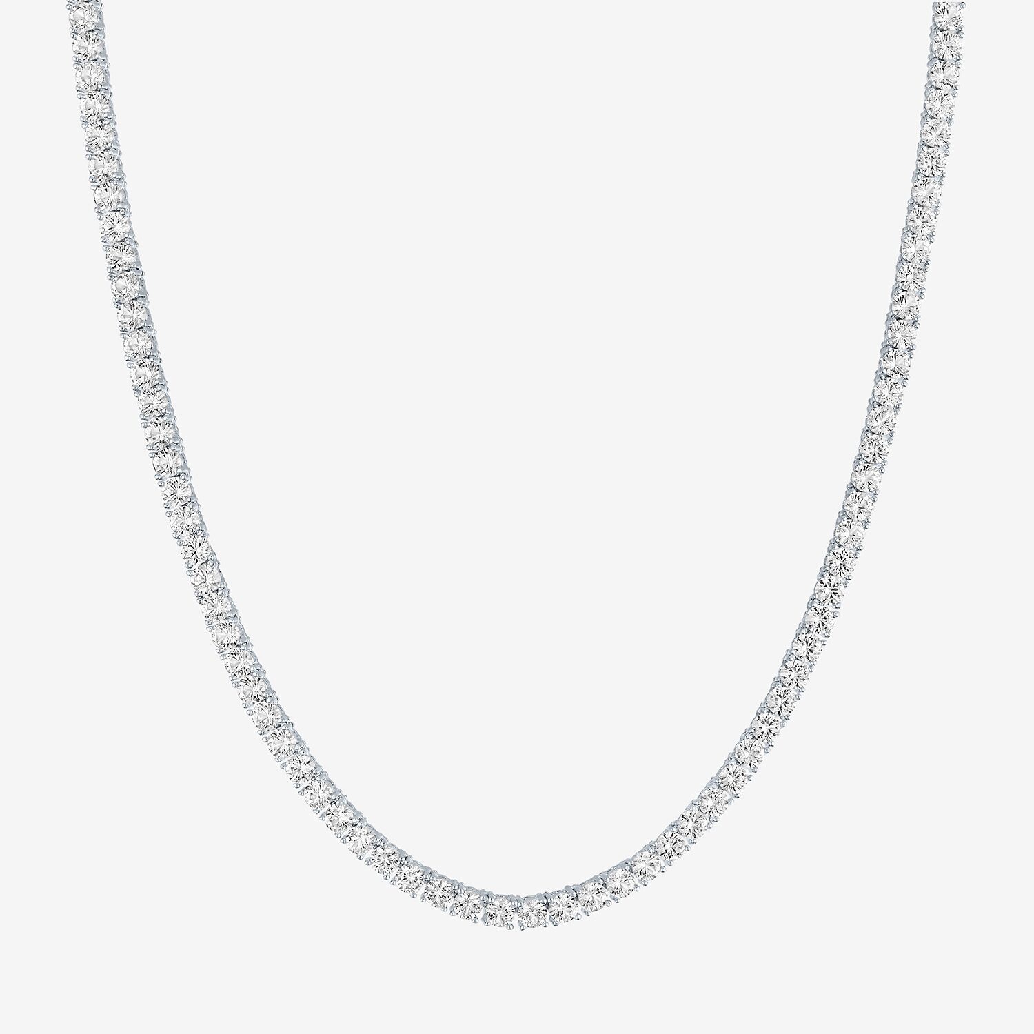 Bold Addiction Womens White Sapphire Pure Silver Over Brass 17 Inch Tennis Necklace