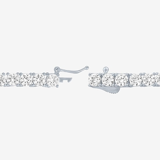 Bold Addiction Womens White Sapphire Pure Silver Over Brass 17 Inch Tennis Necklace