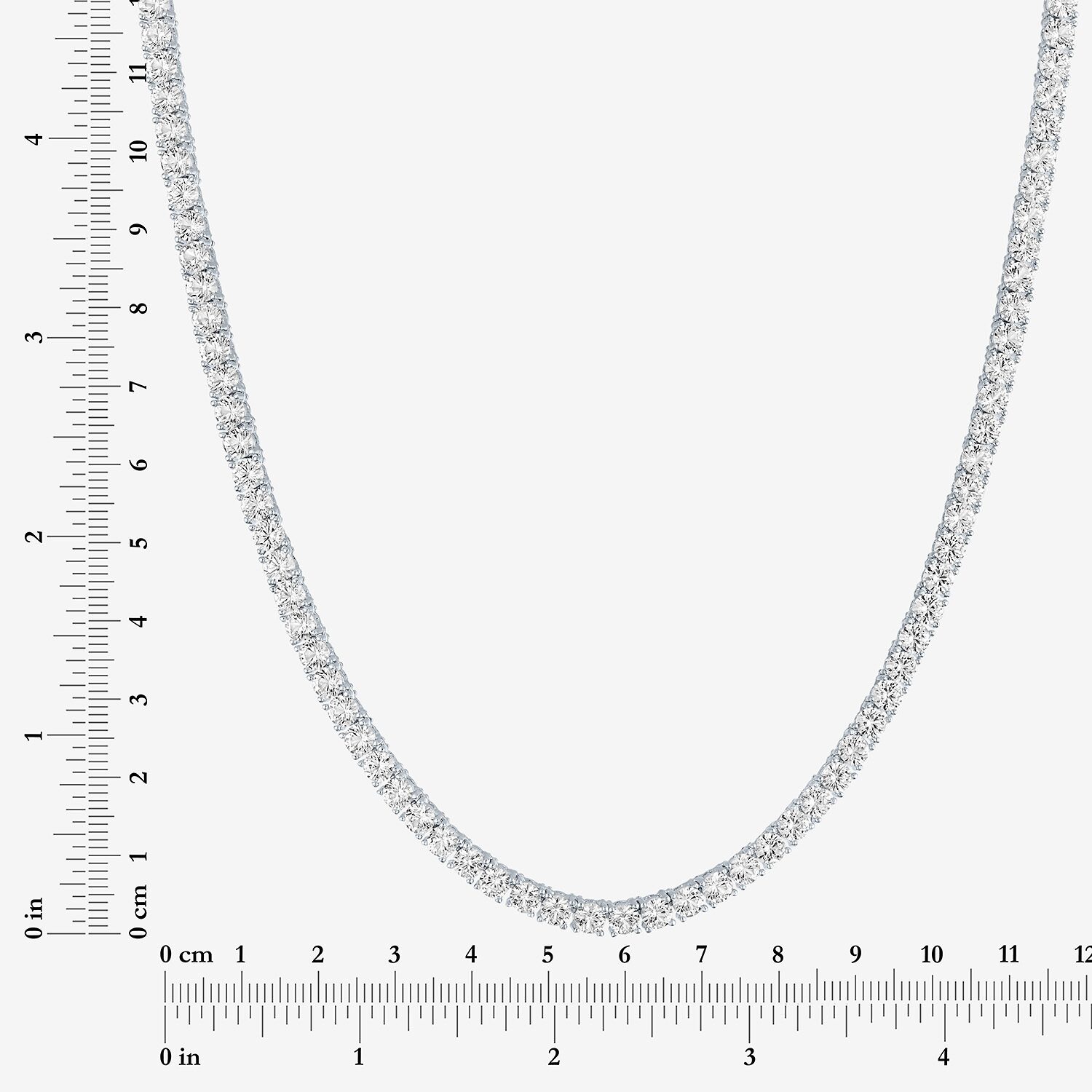Bold Addiction Womens White Sapphire Pure Silver Over Brass 17 Inch Tennis Necklace