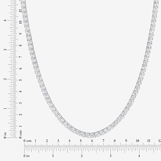 Bold Addiction Womens White Sapphire Pure Silver Over Brass 17 Inch Tennis Necklace
