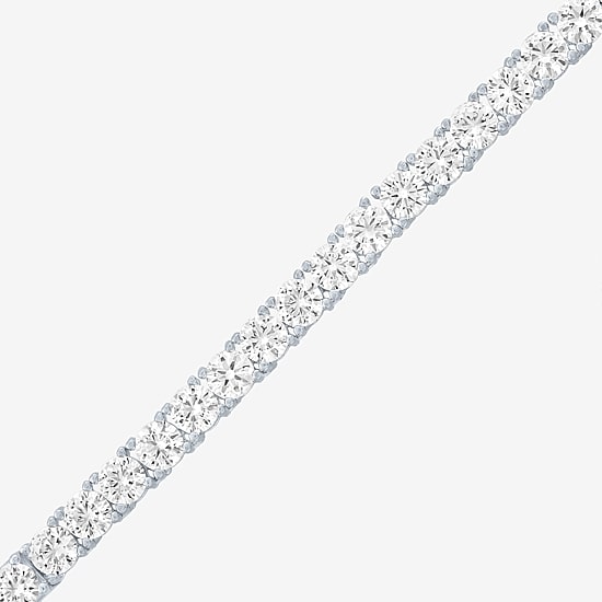 Bold Addiction Womens White Sapphire Pure Silver Over Brass 17 Inch Tennis Necklace