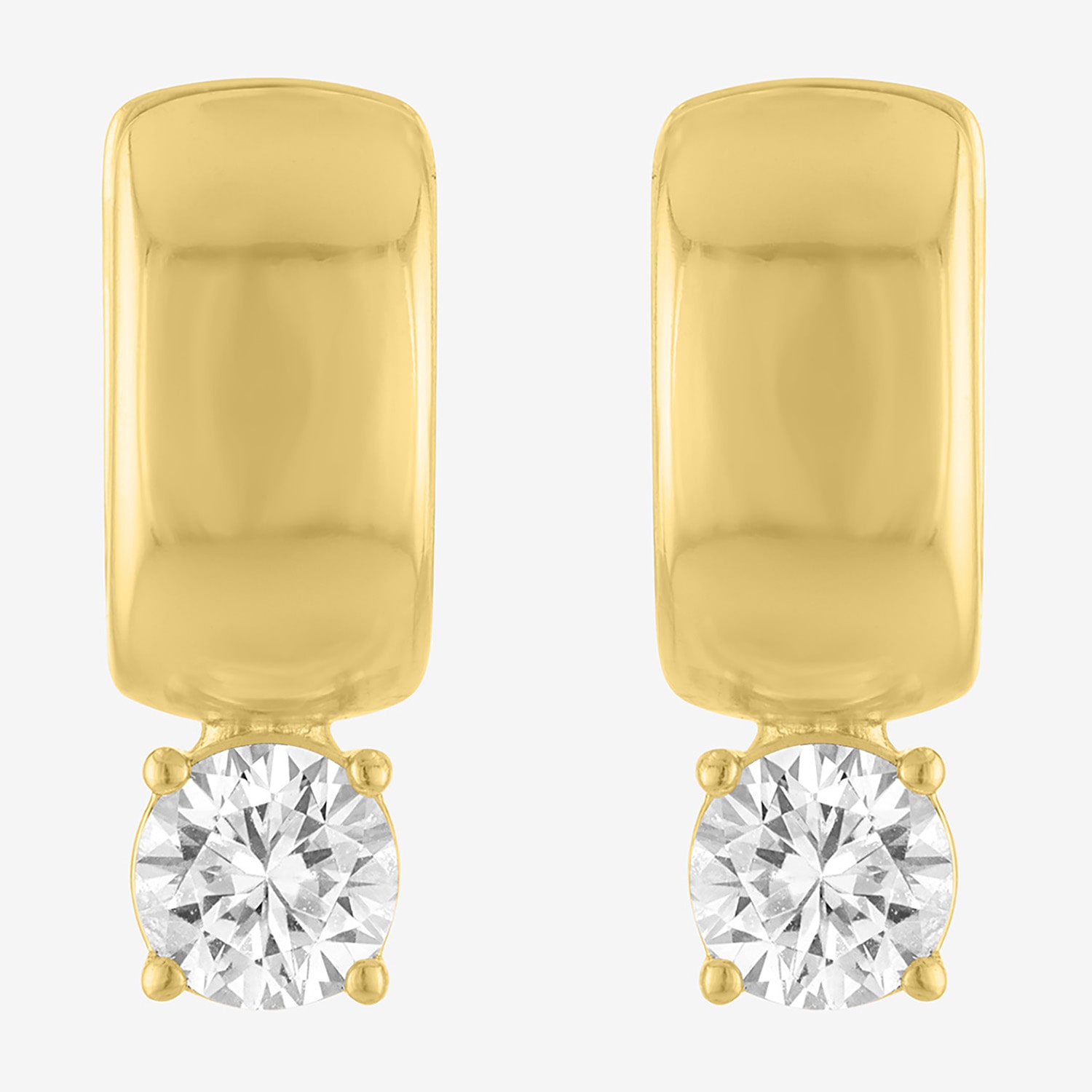 Bold Addiction Womens Lab Created White Sapphire 14K Gold Over Brass 17.2mm Hoop Earrings