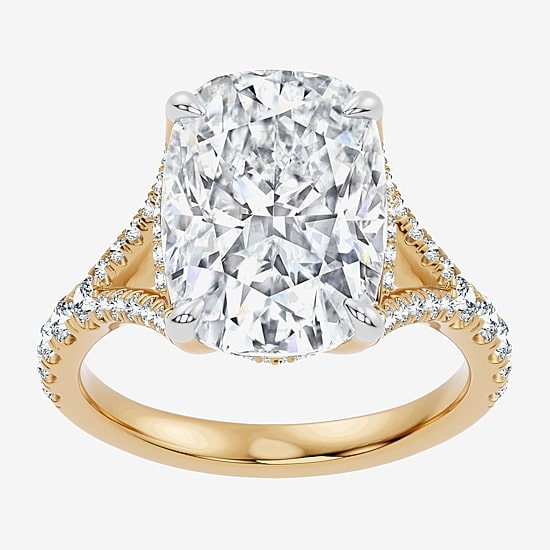 Signature By Modern Bride (F-G / Vs2-Si1) Womens 8 1/2 Ct. T.W. Lab Grown White Diamond 14K Gold Cushion Side Stone Engagement Ring