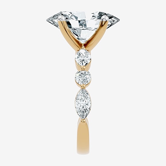 Signature By Modern Bride (F-G / Vs2-Si1) Womens 6 CT. T.W. Lab Grown White Diamond 14K Gold Oval Side Stone Engagement Ring