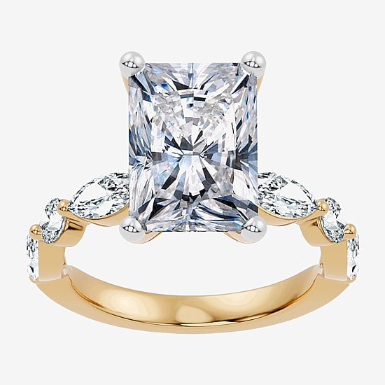 Signature By Modern Bride (F-G / Vs2-Si1) Womens 6 CT. T.W. Lab Grown White Diamond 14K Gold Rectangular Side Stone Engagement Ring
