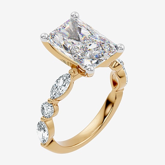 Signature By Modern Bride (F-G / Vs2-Si1) Womens 6 CT. T.W. Lab Grown White Diamond 14K Gold Rectangular Side Stone Engagement Ring