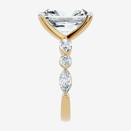 Signature By Modern Bride (F-G / Vs2-Si1) Womens 6 CT. T.W. Lab Grown White Diamond 14K Gold Rectangular Side Stone Engagement Ring