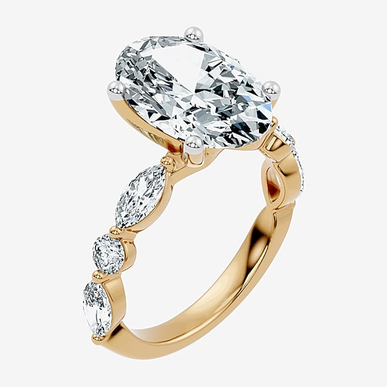 Signature By Modern Bride (F-G / Vs2-Si1) Womens 6 CT. T.W. Lab Grown White Diamond 14K Gold Oval Side Stone Engagement Ring