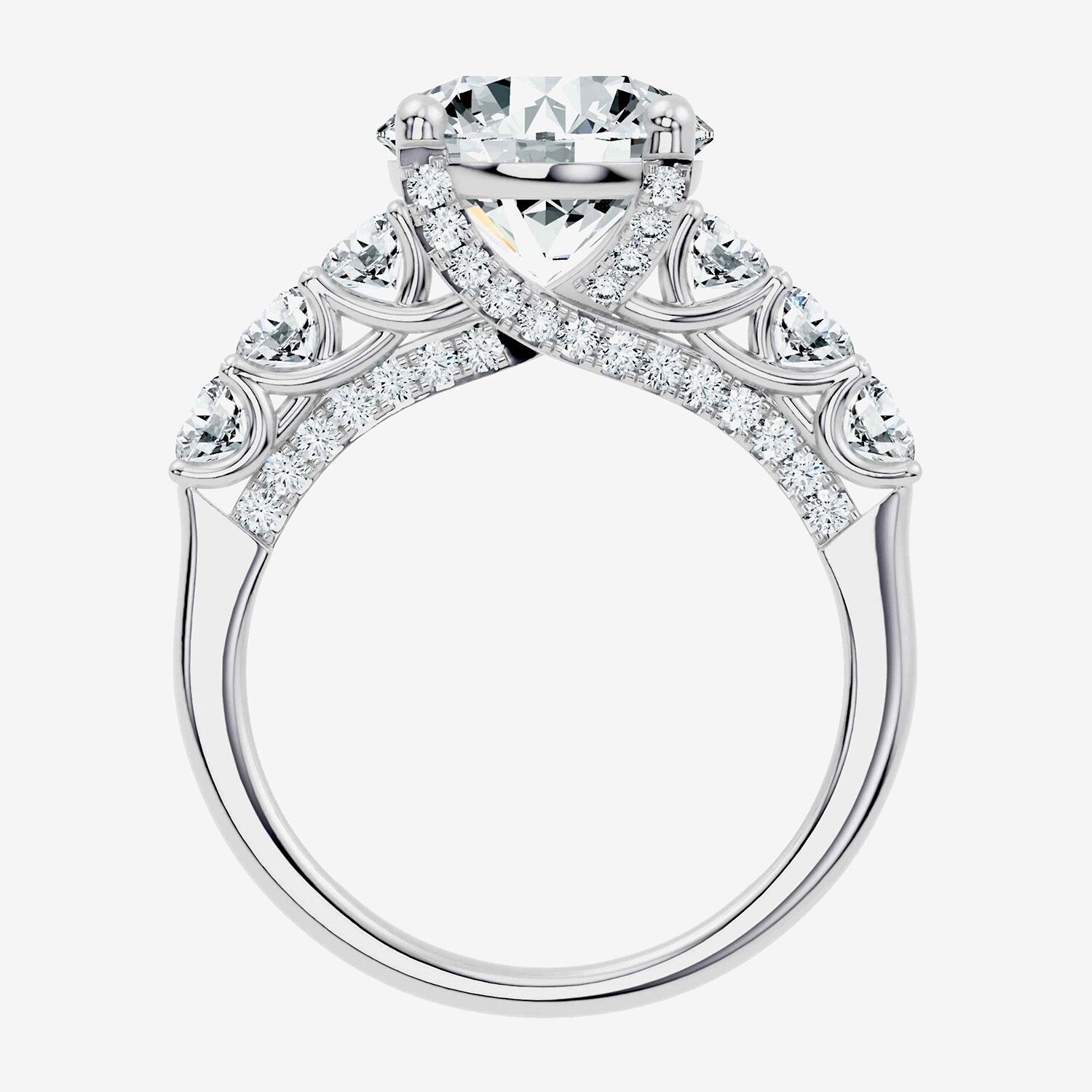 Signature By Modern Bride (F-G / Vs2-Si1) Womens CT. T.W. Lab Grown White Diamond 10K Gold Round Side Stone Engagement Ring