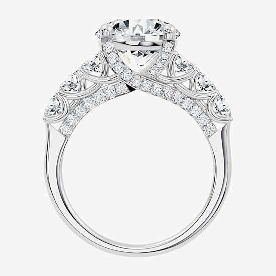 Signature By Modern Bride (F-G / Vs2-Si1) Womens 3 CT. T.W. Lab Grown White Diamond 10K Gold Round Side Stone Engagement Ring