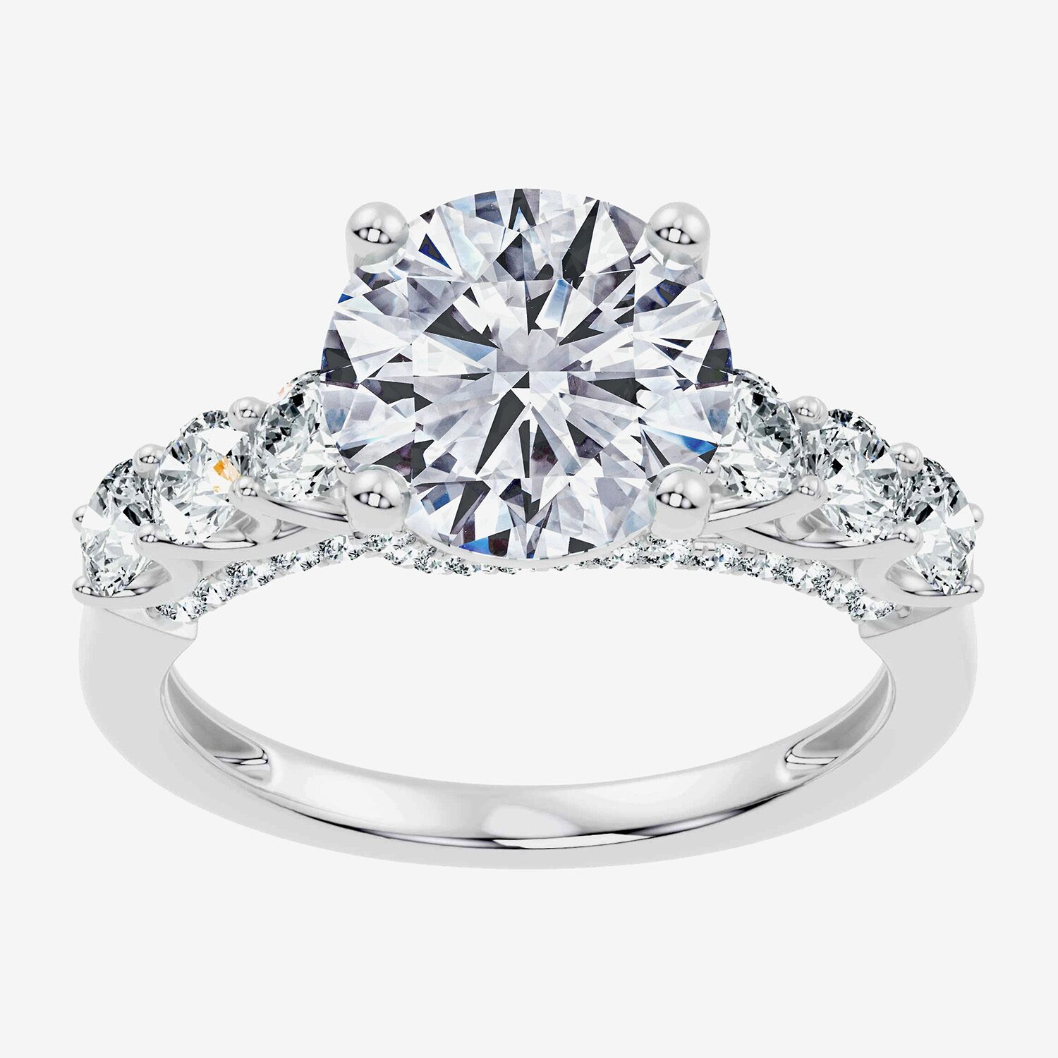 Signature By Modern Bride (F-G / Vs2-Si1) Womens CT. T.W. Lab Grown White Diamond 10K Gold Round Side Stone Engagement Ring