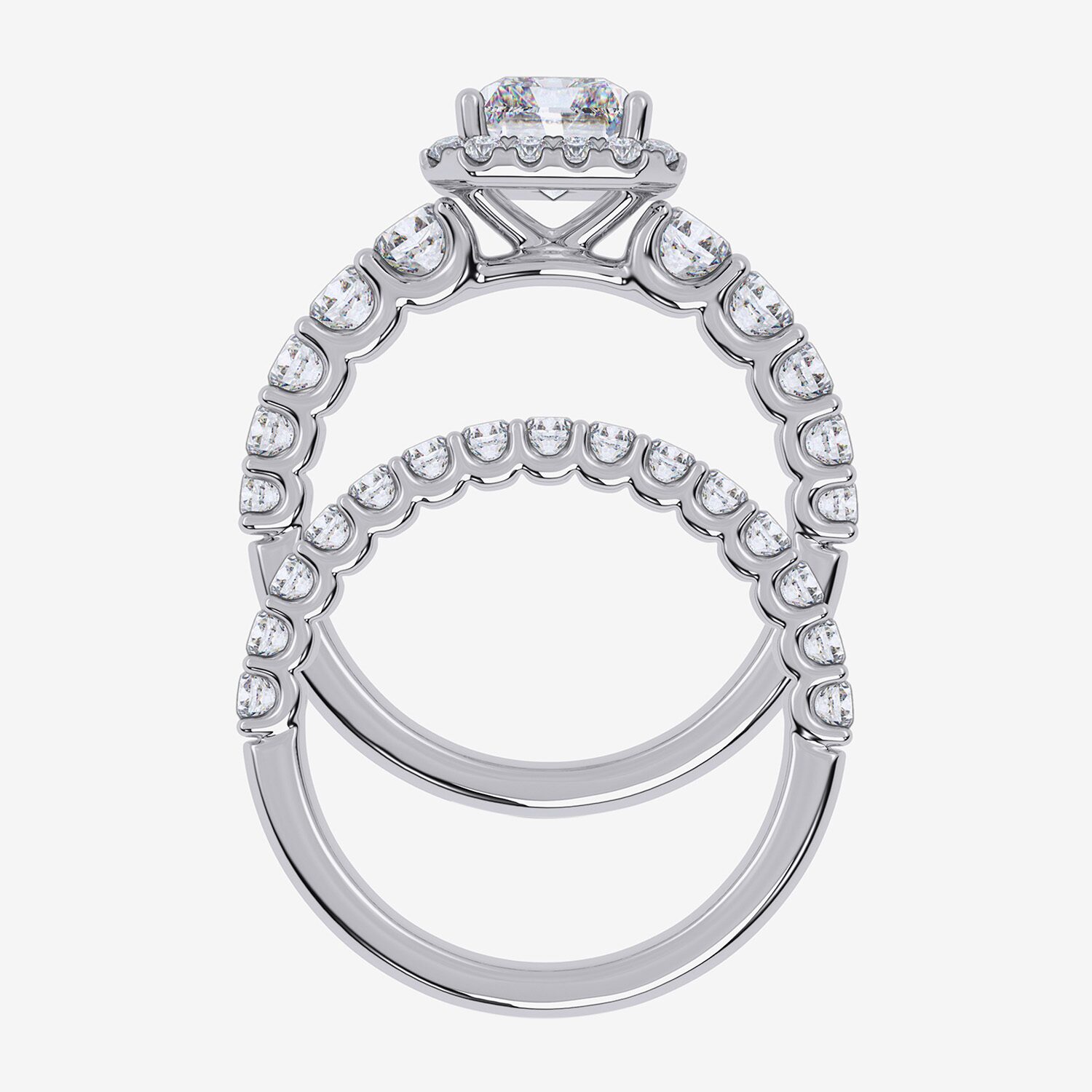 Signature By Modern Bride (F-G / Vs2-Si1) Womens 3 CT. T.W. Lab Grown White Diamond 10K Gold Rectangular Side Stone Bridal Set