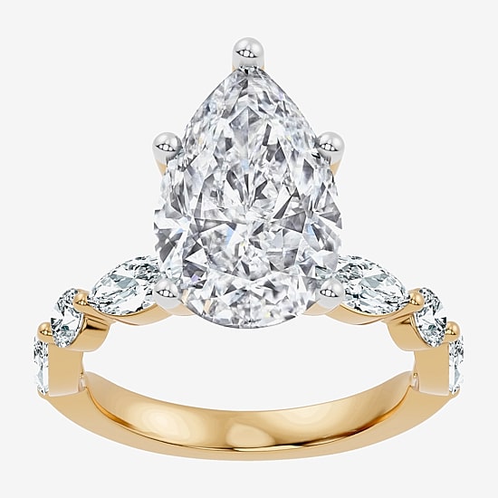 Signature By Modern Bride (F-G / Vs2-Si1) Womens 6 CT. T.W. Lab Grown White Diamond 14K Gold Pear Side Stone Engagement Ring
