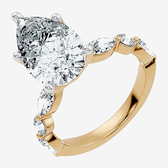 Signature By Modern Bride (F-G / Vs2-Si1) Womens 6 CT. T.W. Lab Grown White Diamond 14K Gold Pear Side Stone Engagement Ring