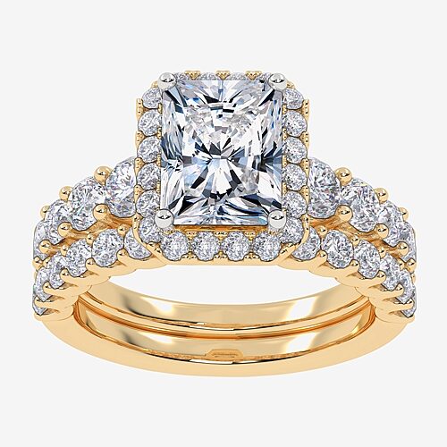 Modern Bride Signature By  (f-g / Vs2-si1) Womens 3 Ct. T.w. Lab Grown White Diamond 10k Gold Rectang In Yellow