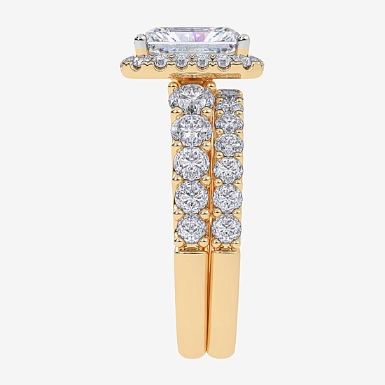 Signature By Modern Bride (F-G / Vs2-Si1) Womens 3 CT. T.W. Lab Grown White Diamond 10K Gold Rectangular Side Stone Bridal Set
