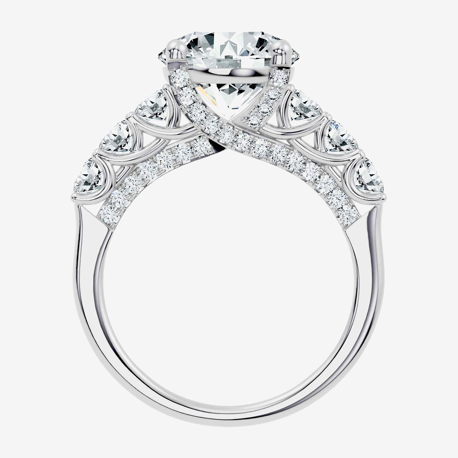 Signature By Modern Bride (F-G / Vs2-Si1) Womens 4 CT. T.W. Lab Grown White Diamond 10K Gold Round Side Stone Engagement Ring