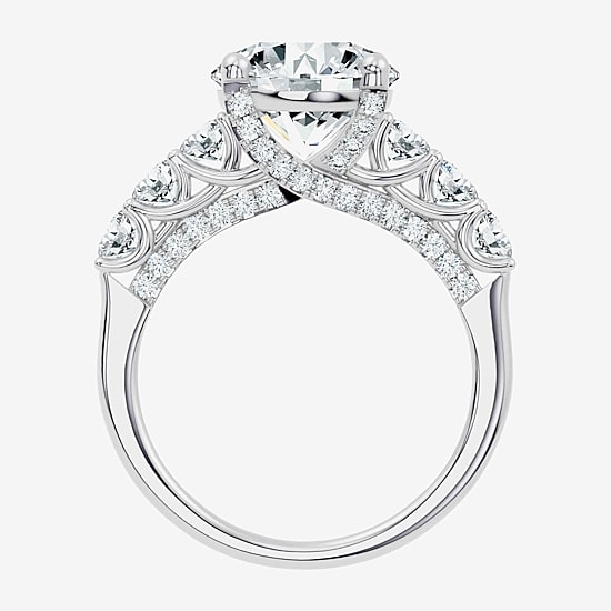 Signature By Modern Bride (F-G / Vs2-Si1) Womens 4 CT. T.W. Lab Grown White Diamond 10K Gold Round Side Stone Engagement Ring
