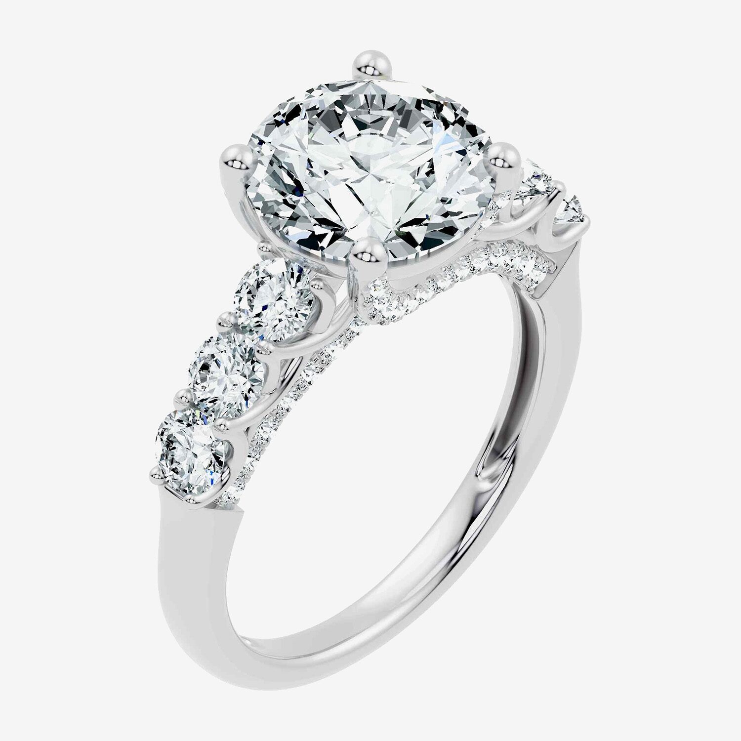 Signature By Modern Bride (F-G / Vs2-Si1) Womens 4 CT. T.W. Lab Grown White Diamond 10K Gold Round Side Stone Engagement Ring