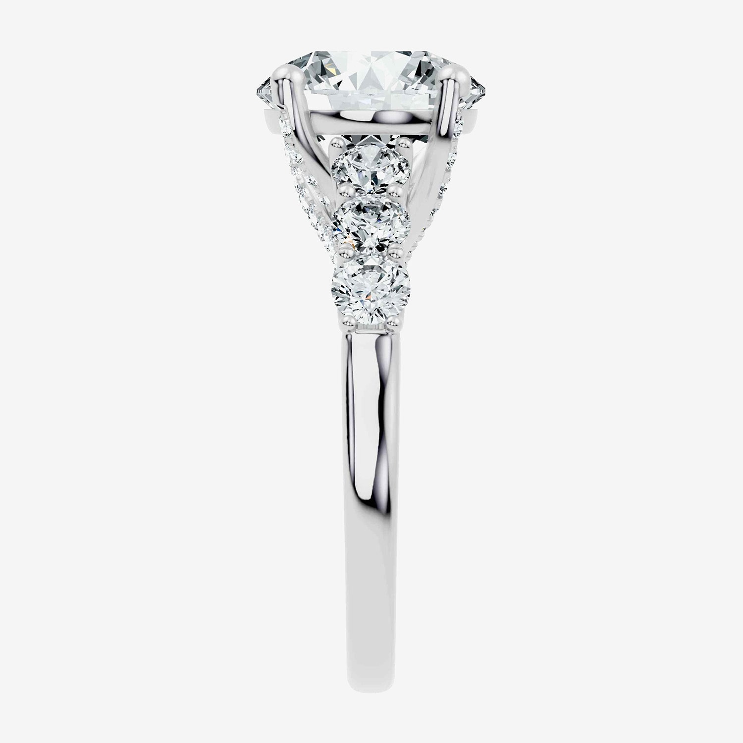 Signature By Modern Bride (F-G / Vs2-Si1) Womens 4 CT. T.W. Lab Grown White Diamond 10K Gold Round Side Stone Engagement Ring