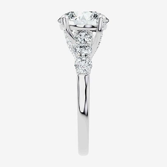 Signature By Modern Bride (F-G / Vs2-Si1) Womens 4 CT. T.W. Lab Grown White Diamond 10K Gold Round Side Stone Engagement Ring