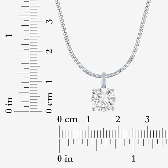 Bold Addiction Womens Lab Created White Sapphire Pure Silver Over Brass Round 16 Inch Pendant Necklace