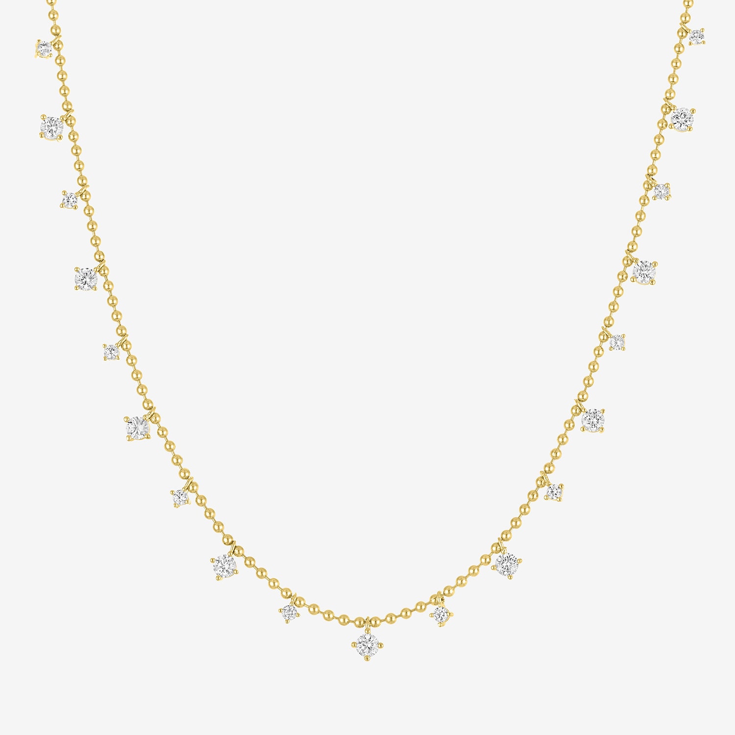 Bold Addiction Womens 14K Gold Over Brass 16 Inch Bead Chain Necklace