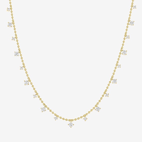 Bold Addiction Womens 14K Gold Over Brass 16 Inch Bead Chain Necklace