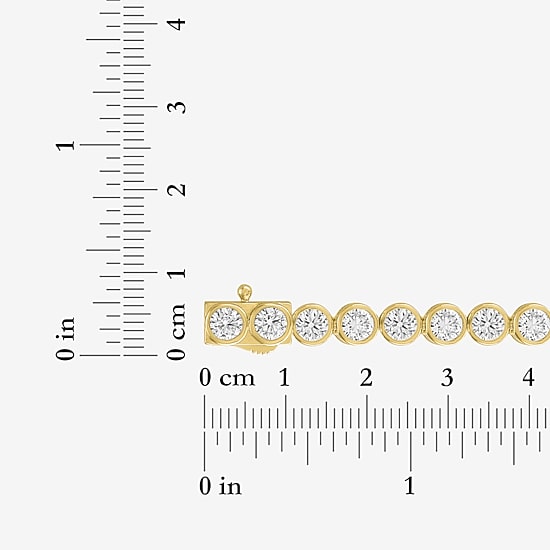 Bold Addiction Womens Lab Created White Sapphire 14K Gold Over Brass 7.5 Inch Tennis Bracelet