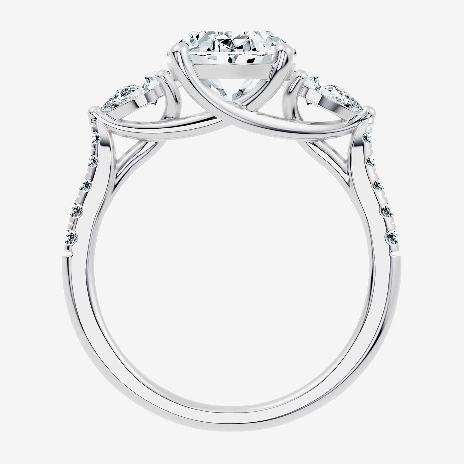 Signature By Modern Bride (F-G / Vs2-Si1) Womens 2 1/2 CT. T.W. Lab Grown White Diamond 10K Gold Oval Side Stone 3-Stone Engagement Ring