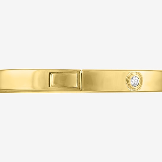 Bold Addiction Womens Lab Created White Sapphire 14K Gold Over Brass Bangle Bracelet