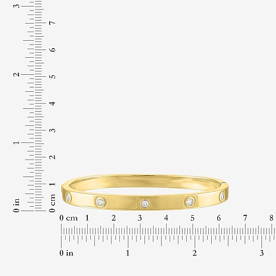 Bold Addiction Womens Lab Created White Sapphire 14K Gold Over Brass Bangle Bracelet