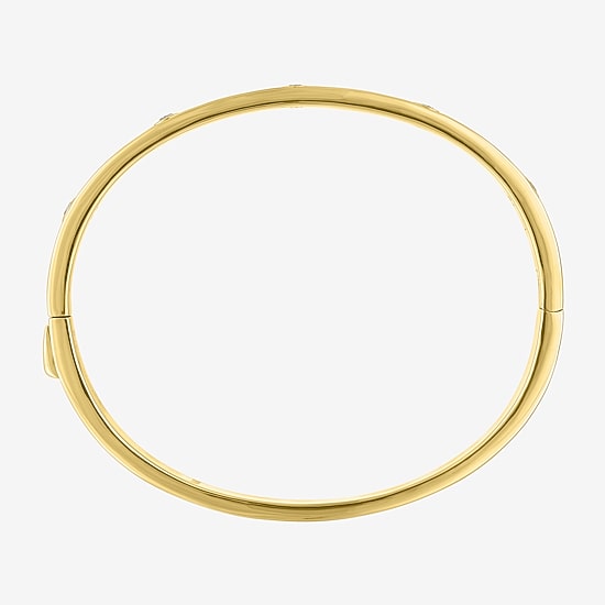 Bold Addiction Womens Lab Created White Sapphire 14K Gold Over Brass Bangle Bracelet