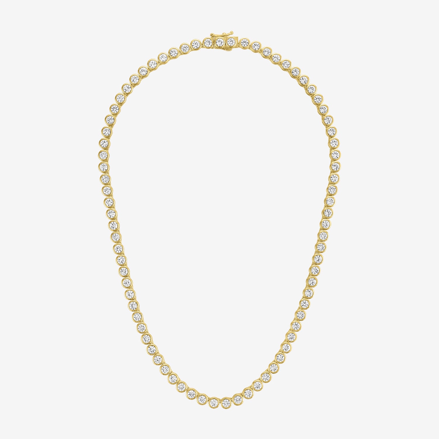 Bold Addiction Womens White Sapphire 14K Gold Over Brass 17 Inch Tennis Necklace