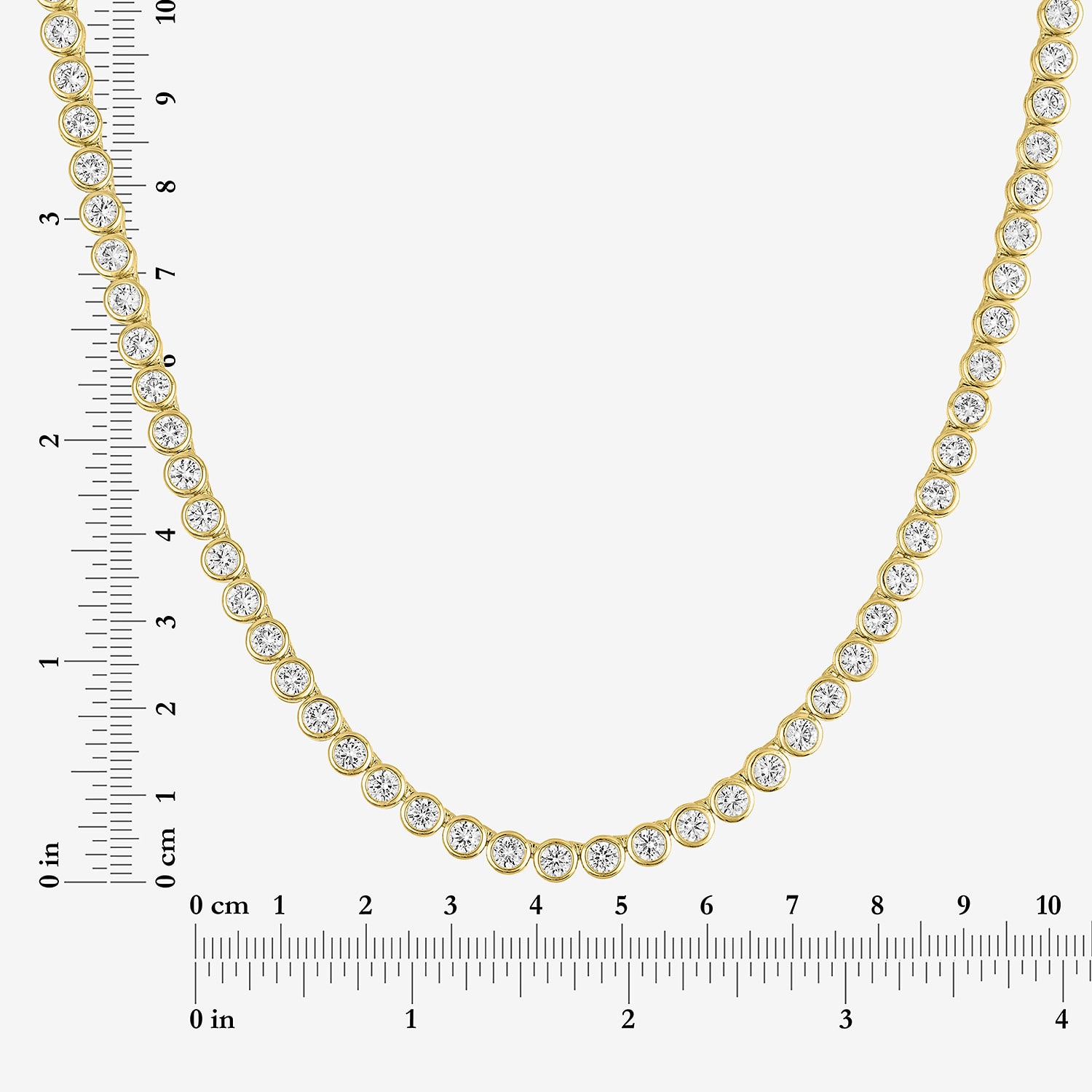 Bold Addiction Womens White Sapphire 14K Gold Over Brass 17 Inch Tennis Necklace