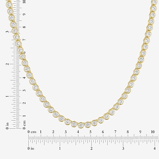 Bold Addiction Womens White Sapphire 14K Gold Over Brass 17 Inch Tennis Necklace