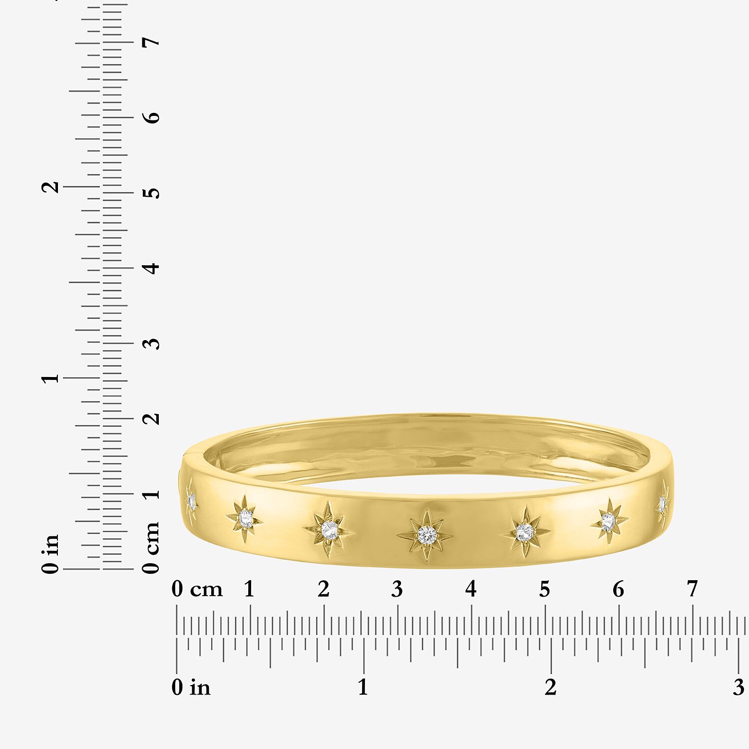 Bold Addiction Womens Lab Created White Sapphire 14K Gold Over Brass Bangle Bracelet