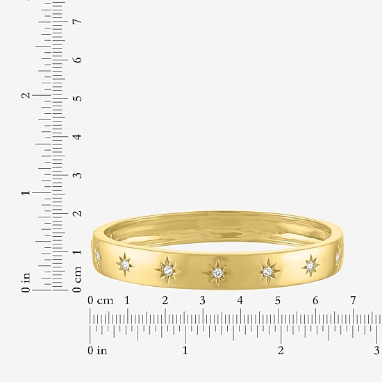 Bold Addiction Womens Lab Created White Sapphire 14K Gold Over Brass Bangle Bracelet