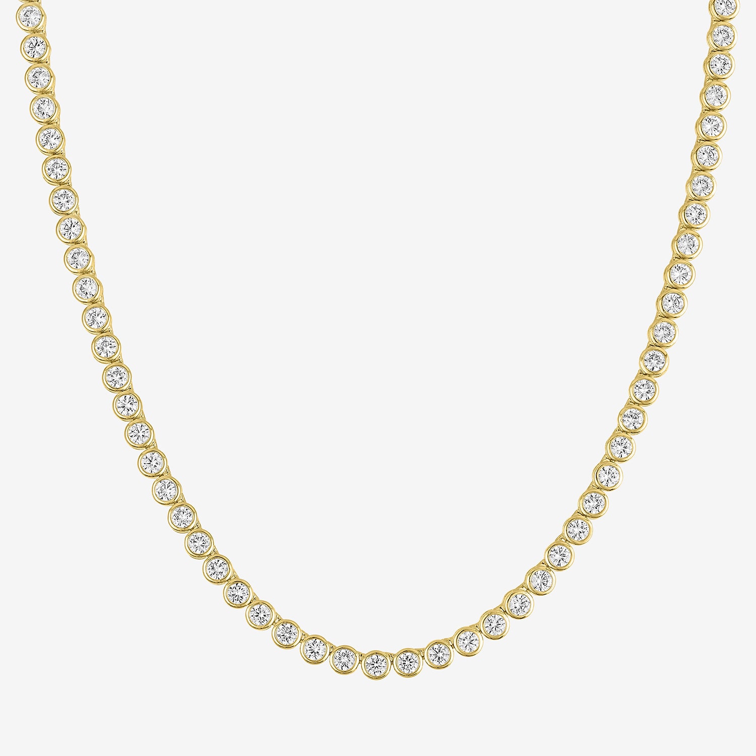 Bold Addiction Womens White Sapphire 14K Gold Over Brass 17 Inch Tennis Necklace