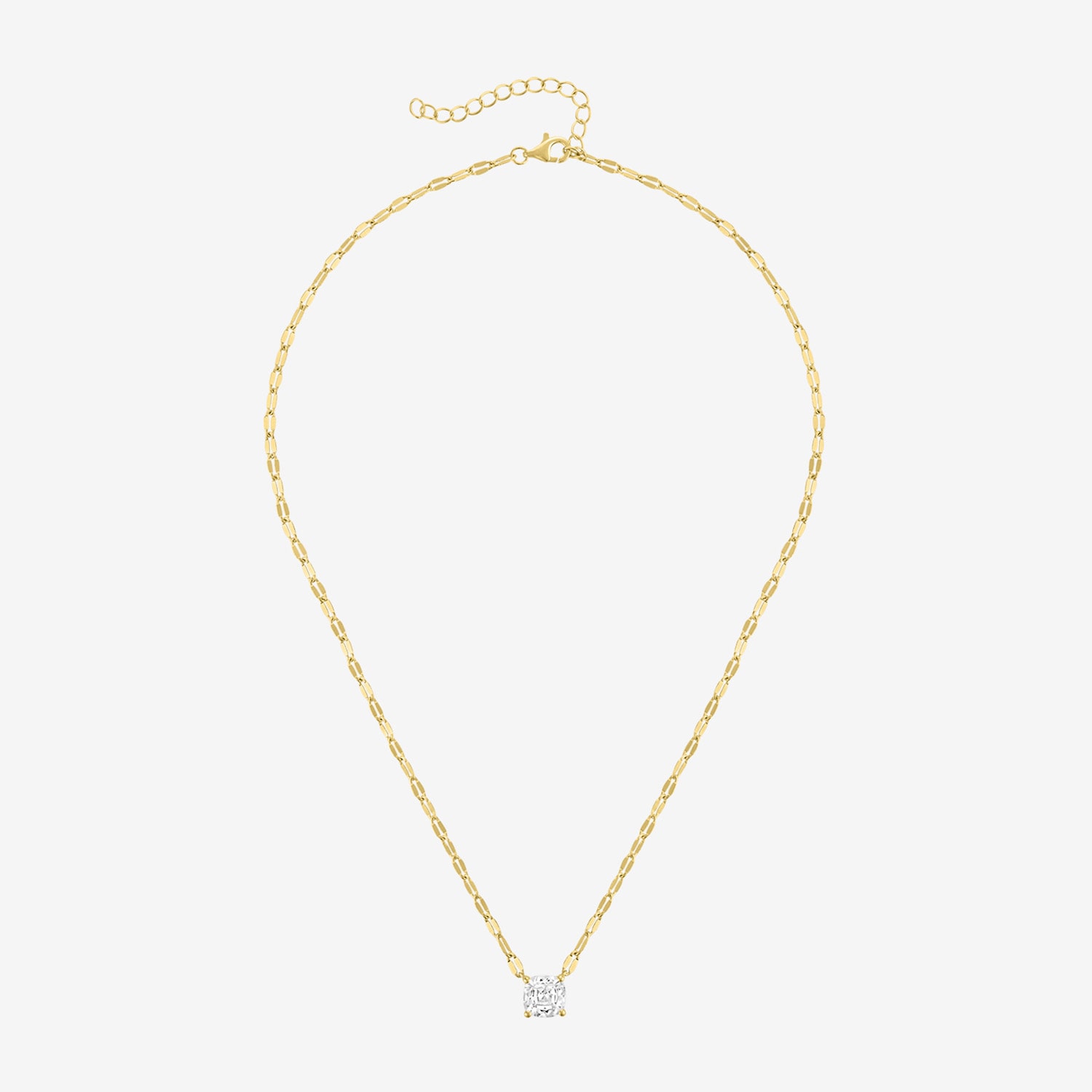 Bold Addiction Womens Lab Created White Sapphire 14K Gold Over Brass Cushion 16 Inch Pendant Necklace